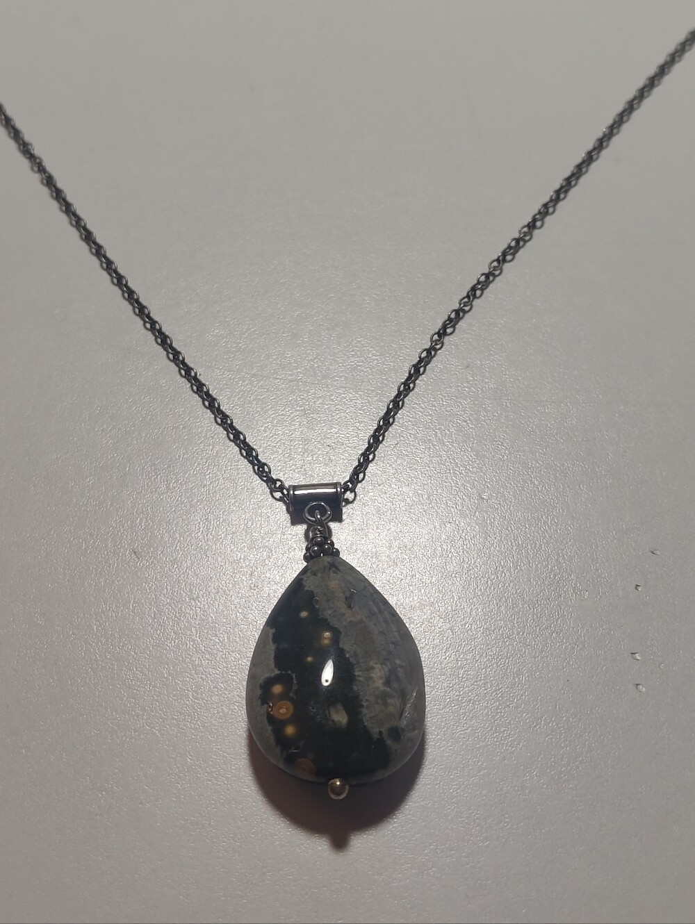 Natural Stone Necklace Bundle Ocean Jasper Orthoceras Fossil 925 Silver Boho - Picture 4 of 13